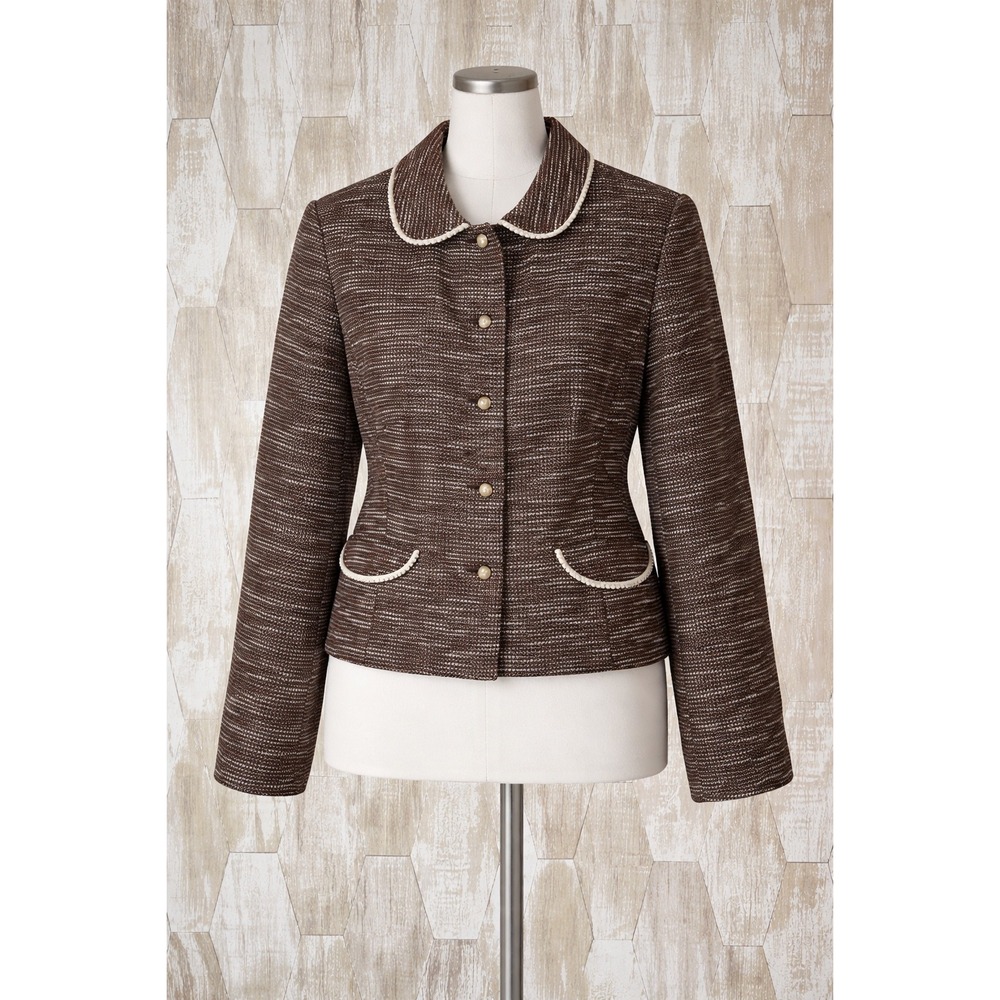 Liz Claiborne 10 Blazer Jacket‎ Women Peter Pan Collar Preppy Classic Office Y2K